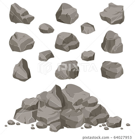 Rock stone set cartoon. 64027953