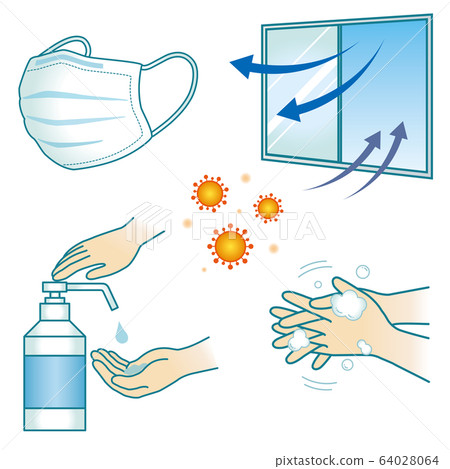 Infection prevention illustration set Infection prevention illustration set 64028064