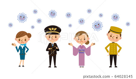 Illustration material of travel industry staff suffering from coronavirus Illustration material of travel industry staff suffering from coronavirus 64028145