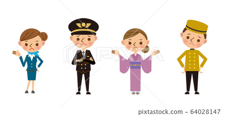 Illustration material of travel industry staff with a troubled expression 64028147