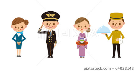 Illustration material of staff working in the travel industry 64028148