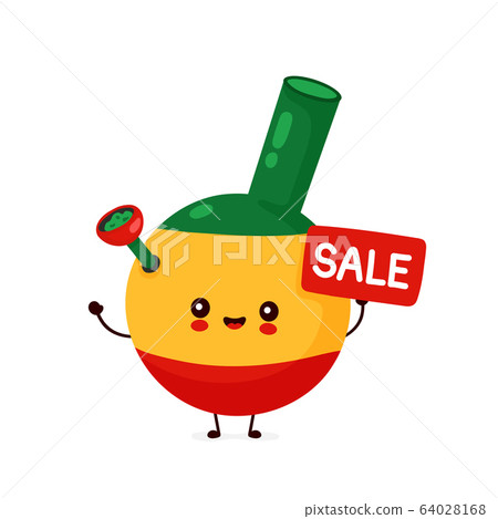 Cute happy smiling bong with sale sign Cute happy smiling bong with sale sign 64028168