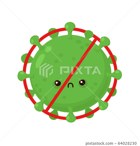 Cute angry corona virus in prohibition sign Cute angry corona virus in prohibition sign 64028230