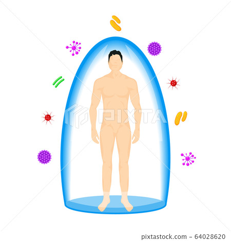 Immune system vector icon logo. Health bacteria virus protection. Medical prevention human germ Immune system vector icon logo. Health bacteria virus protection. Medical prevention human germ 64028620