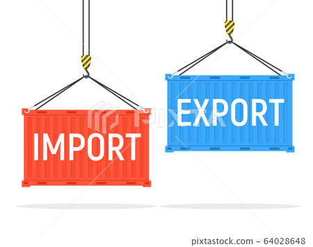 Vector container cargo port export import shipping isolated background metal container 64028648