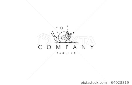 Vector line logo on which an abstract image of a snail with leaves. 64028819