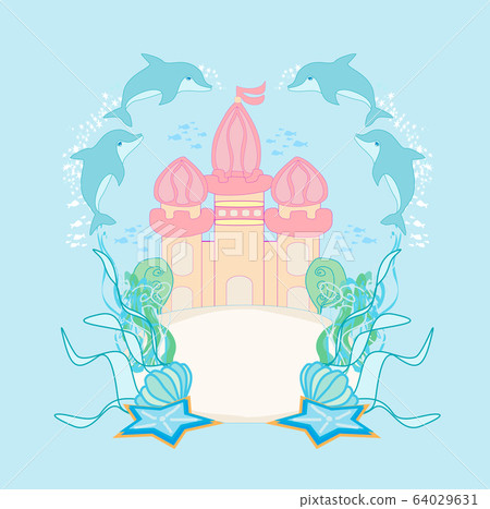 castle undersea scene - beautiful frame with a castle undersea scene - beautiful frame with a 64029631