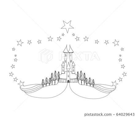 fairytale castle coloring book - isolated doodle 64029643