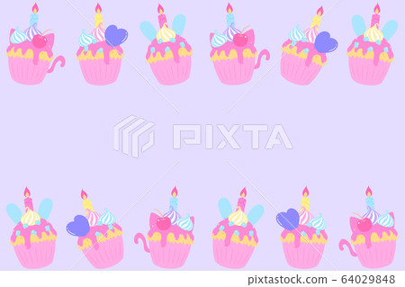 Pastel cupcake frame rectangle purple 64029848