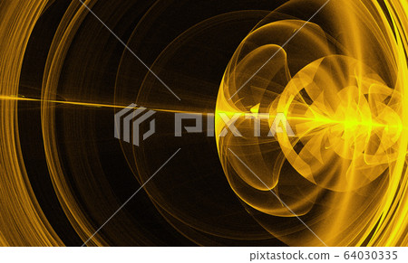 Neon glowing yellow twisted cosmic lines flying in the space. Turbulence curls flow colorful motion. Fluid and smooth astronomy vortex swirl structure. Abstract creative modern background Neon glowing yellow twisted cosmic lines flying in the space. Turbulence curls flow colorful motion. Fluid and smooth astronomy vortex swirl structure. Abstract creative modern background 64030335
