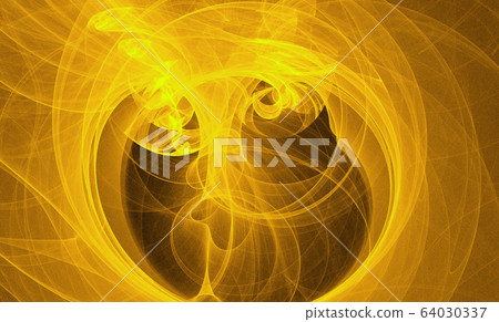 Neon glowing yellow twisted cosmic lines flying in the space. Turbulence curls flow colorful motion. Fluid and smooth astronomy vortex swirl structure. Abstract creative modern background Neon glowing yellow twisted cosmic lines flying in the space. Turbulence curls flow colorful motion. Fluid and smooth astronomy vortex swirl structure. Abstract creative modern background 64030337