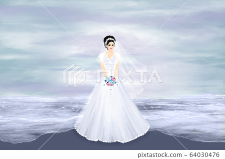 Beautiful bride in a white dress on a landscape Beautiful bride in a white dress on a landscape 64030476