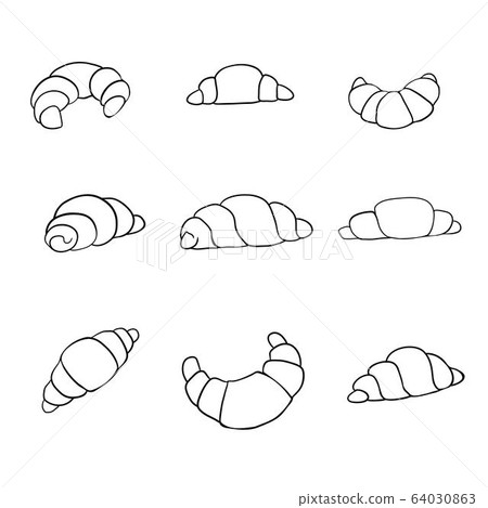 Vector hand drawn croissant icon badge bakery... - Stock Illustration ...
