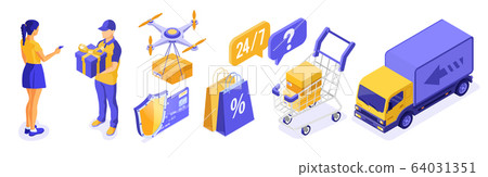 Isometric Online Shopping Delivery Isometric Online Shopping Delivery 64031351