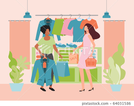 Personal shopper. Shop assistant, fashion stylist vector illustration. By  Microvector