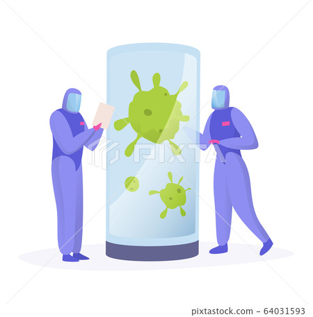Scientist lab research, concept with tiny people cartoon characters, set isolated on white, vector illustration Scientist lab research, concept with tiny people cartoon characters, set isolated on white, vector illustration 64031593