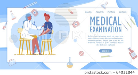 Woman Doctor Examine Man Patient with Stethoscope 64031844