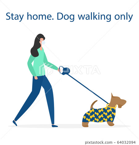 Coronavirus COVID-19 People Mask Dog Reducing risk 64032094