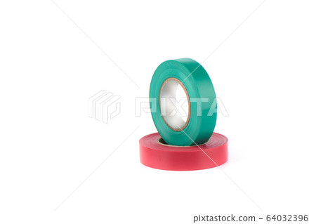 Red and green insulating tapes to insulate twisted of electrical wires. 64032396