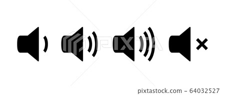 Sound vector icon speaker volume. Audio volume symbol, noise loud button level 64032527