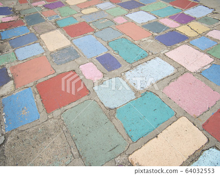Colourful paving stones in different sizes 64032553