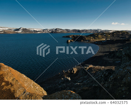 Beautiful landscape at Lake Kleifarvatn in Iceland Beautiful landscape at Lake Kleifarvatn in Iceland 64032575