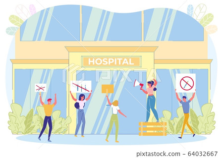 Strike Against Vaccination in front Hospital. 64032667