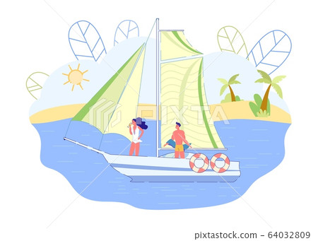 Couple Sailing and Drinking Champagne, Slide. 64032809