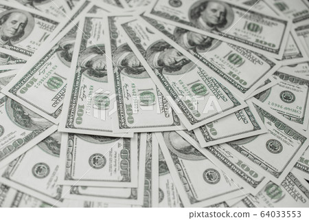 many bill 100 dollars  money american currency 64033553