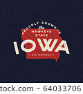 local farm retro grunge badge. homegrown in iowa 64033706