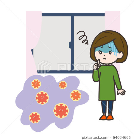 Woman suffering from virus in enclosed space Woman suffering from virus in enclosed space 64034665