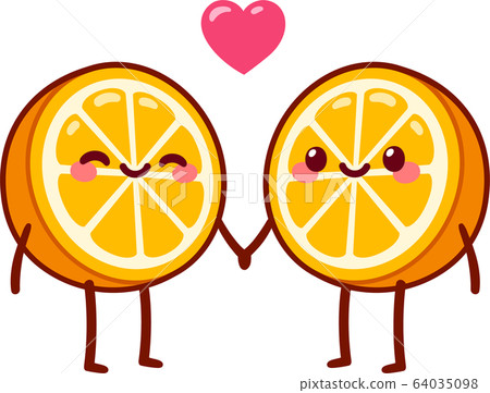 Cute cartoon orange halves couple Cute cartoon orange halves couple 64035098