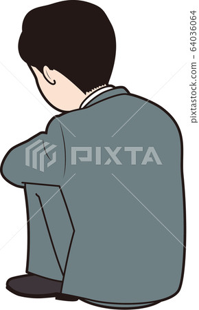 Male office worker holding knee Male office worker holding knee 64036064