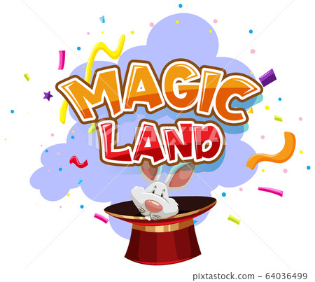 Font design for word magic land with bunny in 64036499