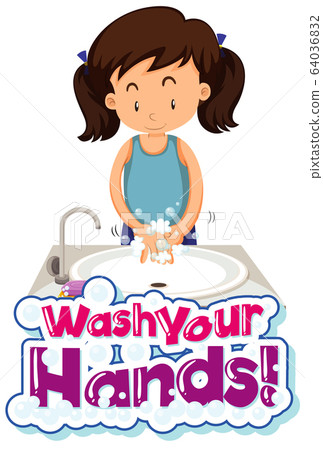 Poster design for coronavirus theme with word wash 64036832