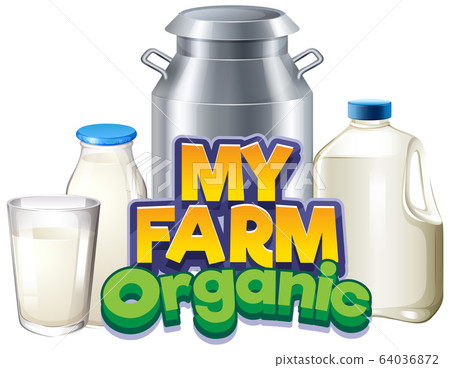Font design for word my farm with fresh milk in Font design for word my farm with fresh milk in 64036872