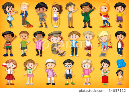 Large set of children doing different activities 64037112