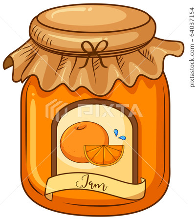 One jar of orange jam on white background One jar of orange jam on white background 64037154