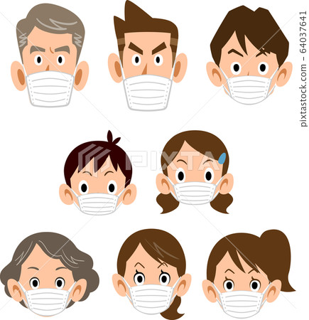 三代家庭與面具憤怒表達圖標 64037641