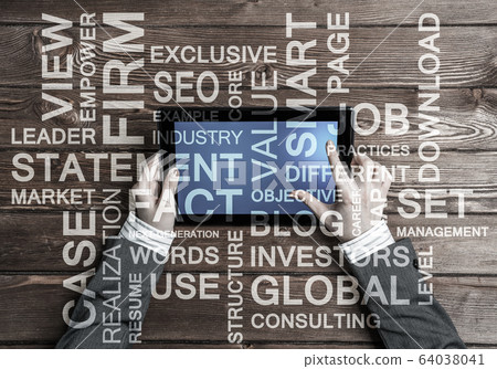 Hands of businesswoman using tablet pc and business conceptual w Hands of businesswoman using tablet pc and business conceptual w 64038041