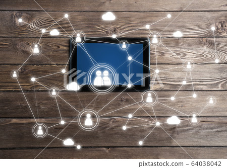 Concept of social communication and networking with social connection lines Concept of social communication and networking with social connection lines 64038042