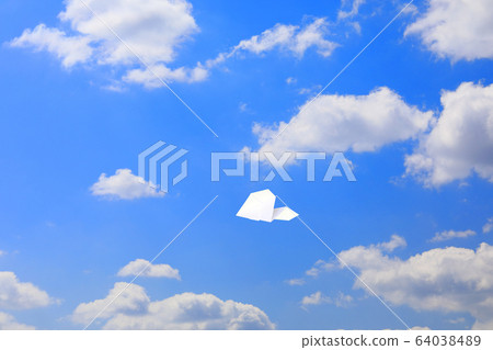 Paper airplane flying in the sky Paper airplane flying in the sky 64038489