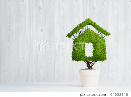 Concept of ecology recycling and eco construction with plant in pot Concept of ecology recycling and eco construction with plant in pot 64038546