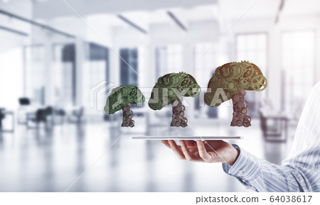 Eco green environment concept presented by tree as working mecha Eco green environment concept presented by tree as working mecha 64038617