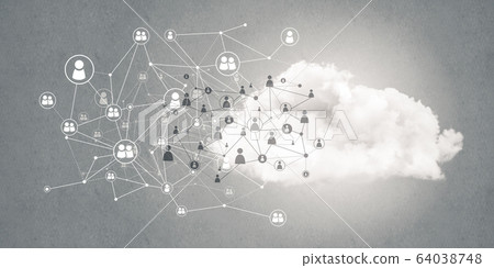Lines and dots as networking idea drawn on gray background 64038748