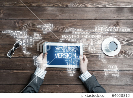 Concept of international business or connection with woman using tablet gadget Concept of international business or connection with woman using tablet gadget 64038813