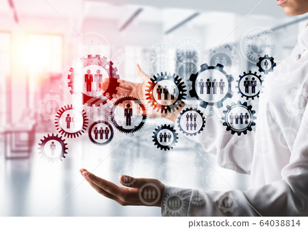 Cogwheels and gears mechanism as social communication concept Cogwheels and gears mechanism as social communication concept 64038814