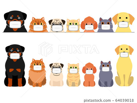 Dog and cat border set with mask Dog and cat border set with mask 64039018