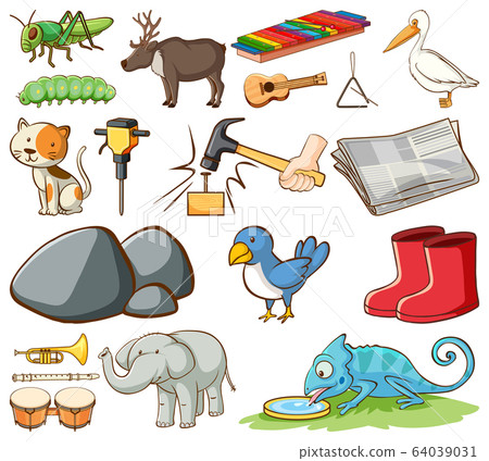 Large set of different animals and other items on 64039031