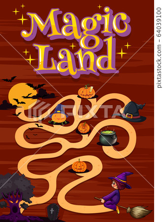 Poster design with word magic land and halloween 64039100